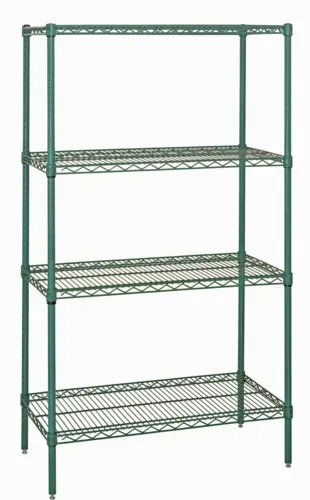 Quantum Food Service WR86-2154P NSF 4 Shelf 600 - 800 lb. Green Epoxy Starter Wire Shelving Unit
