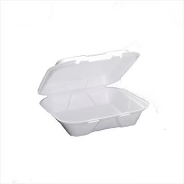 RJ Schinner SN200VW Genpak White Valueware 1 Comp. Hinged Cont 9"x9"x3" w/Snap Lock Double Closure