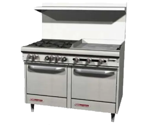 Southbend Southbend S48EE-2GR Restaurant Gas Range, 48" W with 4 (2) Space Saver Ovens (1) 24" Griddle Right and Manual Controls, - 230,000 BTU