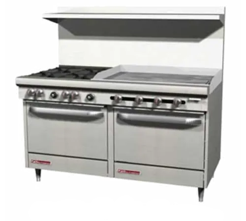 Southbend Southbend S60AA-2GR Restaurant Gas Range, 60" W with 6 Burners (1) 24" Griddle and (2) Convection Ovens - 286,000 BTU