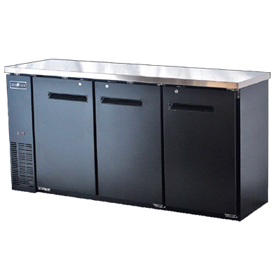 Spartan Refrigeration SBBB-72 Black 3 Solid Door Refrigerated Back Bar Storage Cabinet, 115 Volts