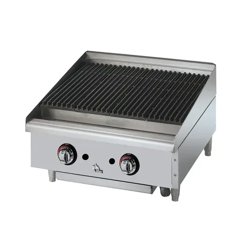 Star Star 6024CBF 24" Gas Countertop Medium Duty Lava Rocks Charbroiler with Manual Control - 80,000 BTU