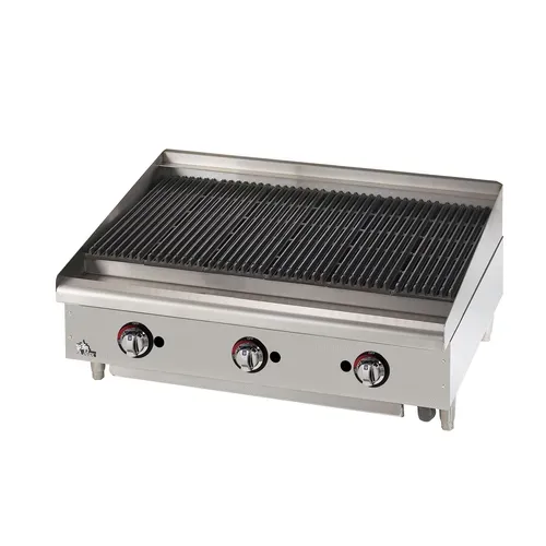 Star Star 6036CBF 36" Gas Countertop Medium Duty Lava Rocks Charbroiler with Manual Control - 120,000 BTU