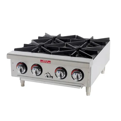 Star Star 604HF 4 Burner Countertop Gas Hotplate / Range with Manual Controls - 100,000 BTU
