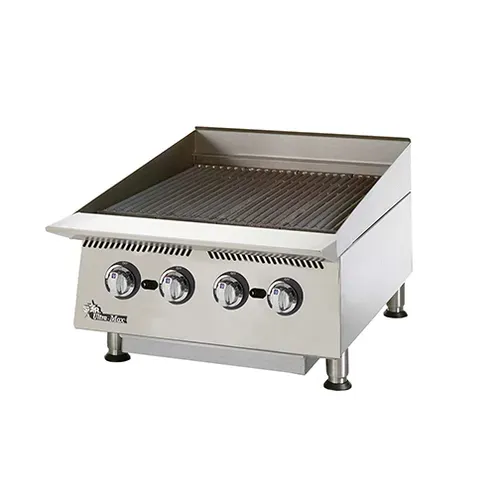 Star Star 8024CBB 24" Gas Countertop Standard Duty Lava Rocks Charbroiler with Manual Control - 80,000 BTU