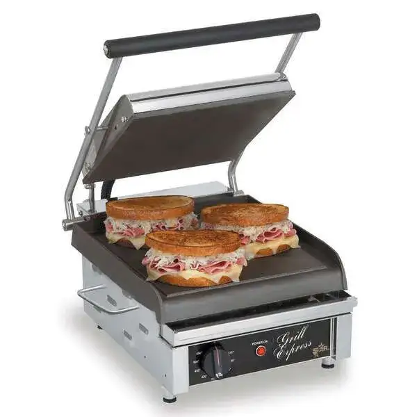 Star GX10IS Sandwich / Panini Grill, Single, with 10"W x 10"D Smooth Cast Iron Cooking Surface - 120 Volts