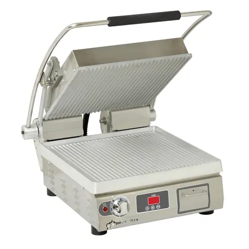 Star Star PGT14T Sandwich / Panini Grill, Single, with 14.5" W x 14.2"D Grooved Aluminum Cooking Surface 