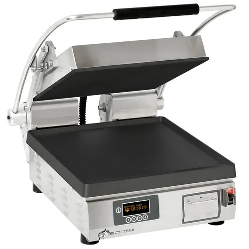 Star Star PST14IE Sandwich / Panini Grill, Single, with 14.5" W x 14.2"D Smooth Cast Iron Cooking Surface 