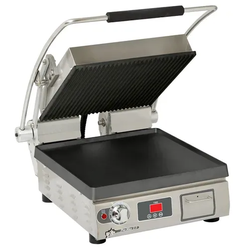 Star Star PST14ITGT Sandwich / Panini Grill, Single, with 14.5" W x 14.2"D Grooved Top & Smooth Bottom Cooking Surface 