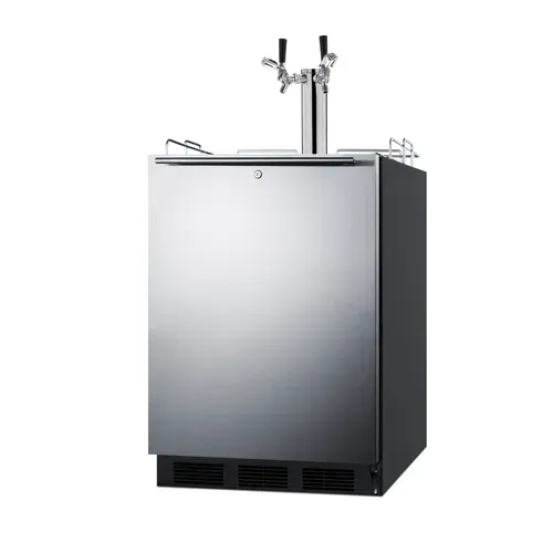 Summit Commercial SBC58BLBIADALOCK 2 Taps 1/6 Barrel Draft Beer Cooler - Black, 2 Kegs Capacity, 115 Volts