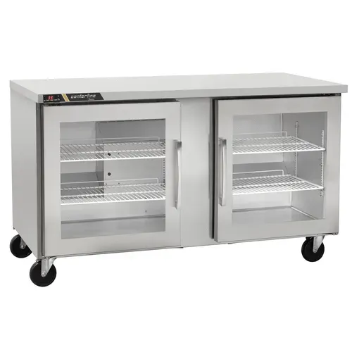 Traulsen CLUC-36R-GD-LL 36.25'' 2 Section Undercounter Refrigerator with 2 Left Hinged Glass Doors and Side / Rear Breathing Compressor