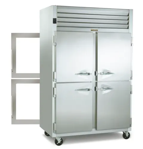 Traulsen G27016P 52.13'' 49.75 cu. ft. 2 Section Glass/Solid Door Pass-Thru Refrigerator