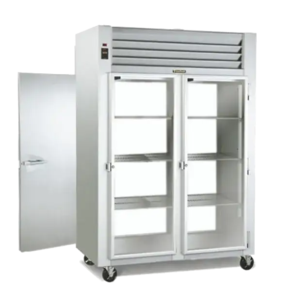 Traulsen G27055-032 52.13'' 50.2 cu. ft. 2 Section Glass/Solid Door Pass-Thru Refrigerator