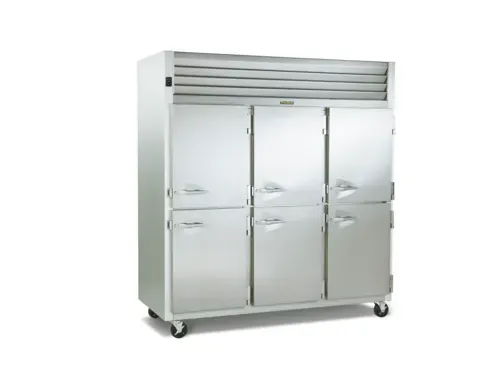 Traulsen RLT332N-HHS 76.31'' 69.5 cu. ft. Top Mounted 3 Section Solid Half Door Reach-In Freezer