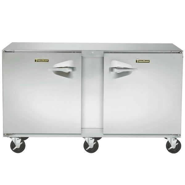 Traulsen UHT60LL-0300-SB 60'' 2 Section Undercounter Refrigerator with 2 Left Hinged Solid Doors and Side / Rear Breathing Compressor