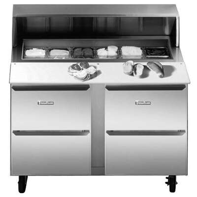 Traulsen UPT6024-DD 60'' 4 Drawer Counter Height Refrigerated Sandwich / Salad Prep Table with Standard Top
