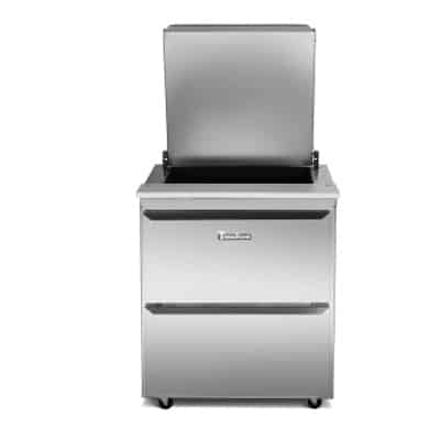 Traulsen UST328-D Dealer's Choice Compact Prep Table Refrigerator with low profile flat cover Traulsen UST328-D Dealer's Choice Compact Prep Table Refrigerator with low profile flat cover