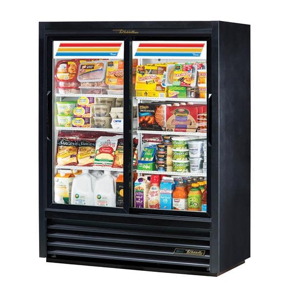 True GDM-41SL-60-HC-LD 47.13'' Black 2 Section Sliding Refrigerated Glass Door Merchandiser True GDM-41SL-60-HC-LD 47.13'' Black 2 Section Sliding Refrigerated Glass Door Merchandiser