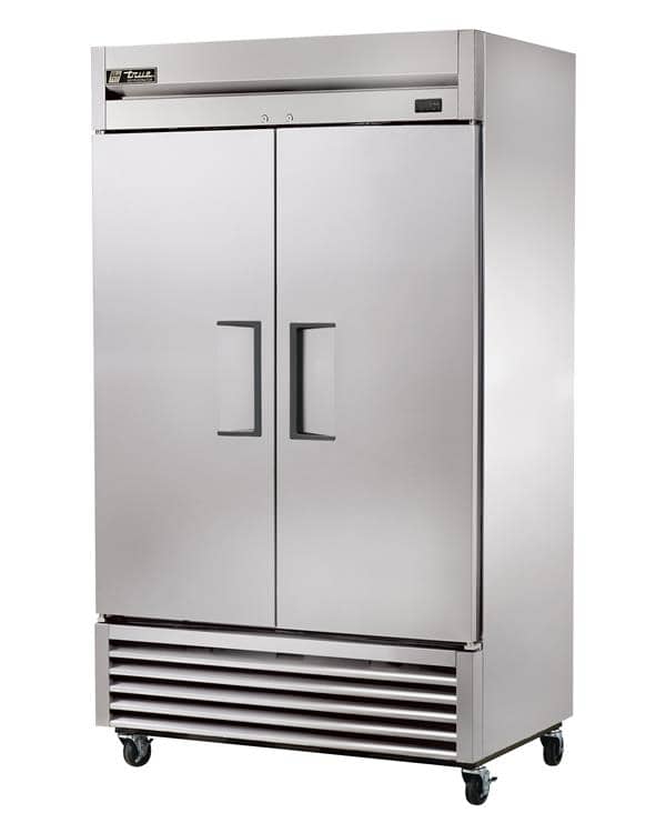 True T-43-HC 47'' 43 cu. ft. Bottom Mounted 2 Section Glass Door Reach-In Refrigerator True T-43-HC 47'' 43 cu. ft. Bottom Mounted 2 Section Glass Door Reach-In Refrigerator