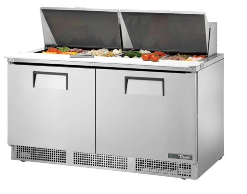 True True TFP-64-24M 64.13'' 2 Door Counter Height Mega Top Refrigerated Sandwich / Salad Prep Table