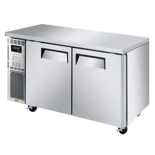 Turbo Air JUR-60S-N6 59'' 2 Section Undercounter Refrigerator with 2 Left/Right Hinged Solid Doors and Front Breathing Compressor