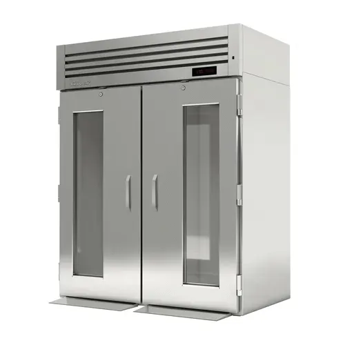 Turbo Air PRO-50H-G-RT PRO Series 80.22 cu. ft. 2 Section Solid with Glass Window Door Roll-Thru Heated Cabinet, Stainless and Galvanized Steel - 115/208 Volts, 66.88"W x 47.13"D x 84.25"H