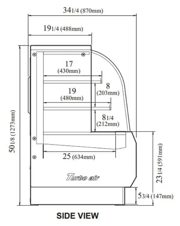 Turbo Air TCGB-72CO-W(B)-N 72.5'' 24.4 cu. ft. Curved Glass White Refrigerated Bakery Display Case with 4 Shelves