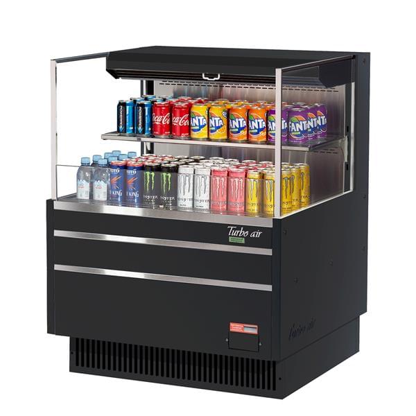 Turbo Air TOM-36L-UF-W(B)-2S-N 34.75'' Air Curtain Open Display Merchandiser with Turbo Air TOM-36L-UF-W(B)-2S-N 34.75'' Air Curtain Open Display Merchandiser with