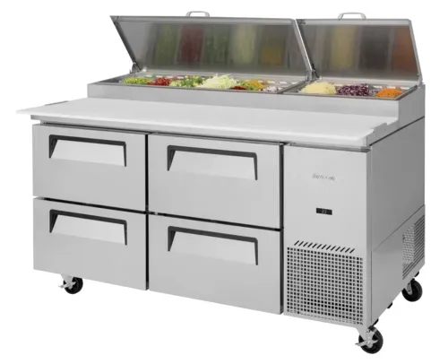 Turbo Air Turbo Air TPR-67SD-D4-N 67'' 4 Drawer Counter Height Refrigerated Pizza Prep Table