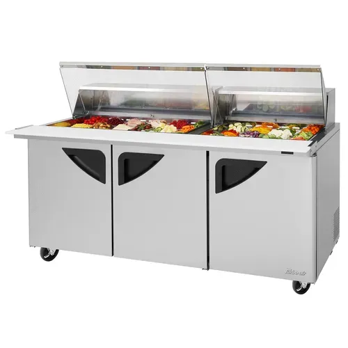 Turbo Air TST-72SD-30-N-CL 72.63'' 3 Door Mega Top Refrigerated Sandwich / Salad Prep Table