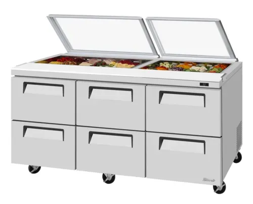 Turbo Air Turbo Air
TST-72SD-D6-N-GL
 72.62'' 
 


Refrigerated Sandwich / Salad Prep Table
with