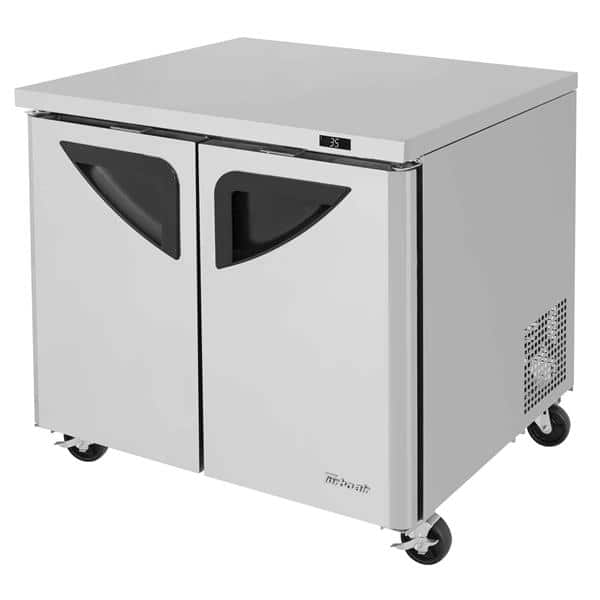 Turbo Air TUR-36SD-N6 36.25'' 2 Section Undercounter Refrigerator with 2 Left/Right Hinged Solid Doors and Side / Rear Breathing Compressor Turbo Air TUR-36SD-N6 36.25'' 2 Section Undercounter Refrigerator with 2 Left/Right Hinged Solid Doors and Side / Rear Breathing Compressor