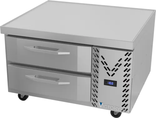 Victory Refrigeration CBF36HC 36" 2 Drawer Freezer Base, Stainless & Galvanized Steel Exterior, Aluminum Interior with Marine Edge Top - 115 Volts