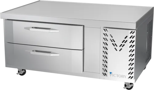 Victory Refrigeration CBF48HC 48" 2 Drawer Freezer Base, Stainless & Galvanized Steel Exterior, Aluminum Interior with Marine Edge Top - 115 Volts