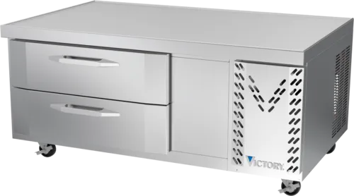 Victory Refrigeration CBF52HC 52" 2 Drawer Freezer Base, Stainless & Galvanized Steel Exterior, Aluminum Interior with Marine Edge Top - 115 Volts