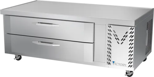 Victory Refrigeration CBF60HC 60" 2 Drawer Freezer Base, Stainless & Galvanized Steel Exterior, Aluminum Interior with Marine Edge Top - 115 Volts