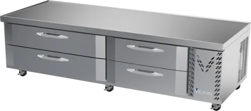 Victory Refrigeration CBF84HC 84" 4 Drawer Freezer Base, Stainless & Galvanized Steel Exterior, Aluminum Interior with Marine Edge Top - 115 Volts