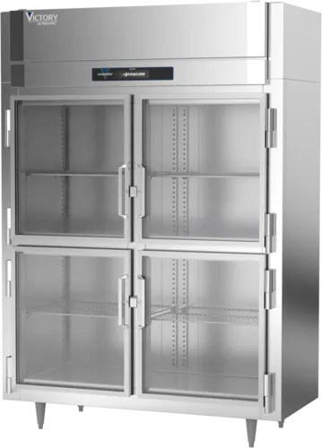 Victory Refrigeration FS-2N-S1-HG-HC 58.38'' 37.5 cu. ft. Top Mounted 2 Section Glass Half Door Reach-In Freezer