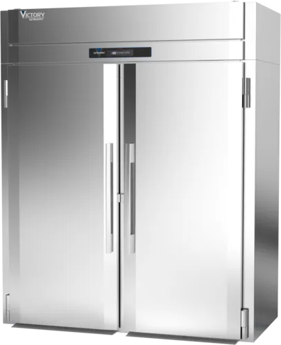 Victory Refrigeration HIS-2D-1-PT UltraSpec™ Series 72.4 cu. ft. 2 Section Solid Door Roll-Thru Heated Cabinet, Stainless Steel - 208-240 Volts, 68.88"W x 40.63"D x 84.25"H