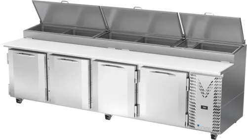 Victory Refrigeration VPP119HC 119.00'' 4 Door Counter Height Refrigerated Pizza Prep Table