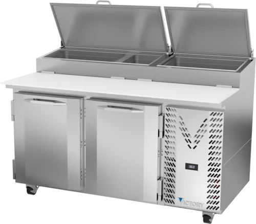 Victory Refrigeration VPP60HC 60.00'' 2 Door Counter Height Refrigerated Pizza Prep Table
