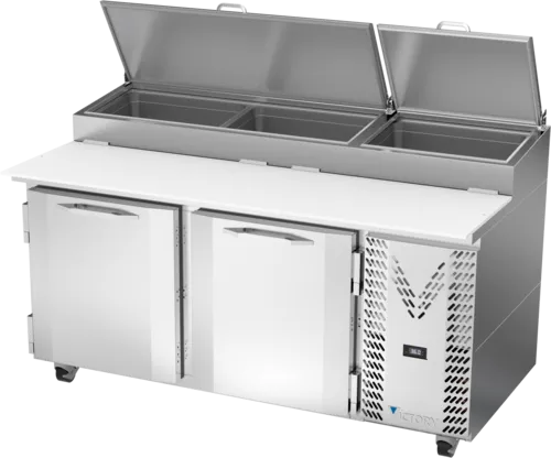 Victory Refrigeration VPP67HC 67.00'' 2 Door Counter Height Refrigerated Pizza Prep Table