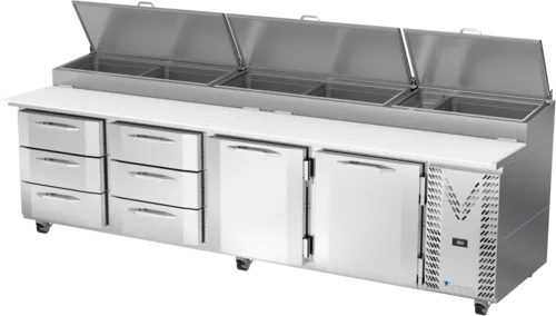 Victory Refrigeration VPPD119HC-6T
 118.88'' 
 


Refrigerated Pizza Prep Table