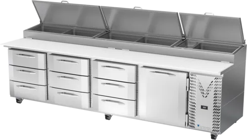 Victory Refrigeration VPPD119HC-9
 118.88'' 
 


Refrigerated Pizza Prep Table