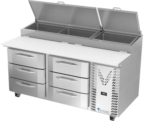 Victory Refrigeration VPPD67HC-6 67.13'' 6 Drawer Refrigerated Pizza Prep Table