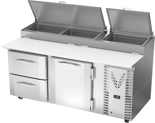 Victory Refrigeration VPPD72HC-2 72.13'' 1 Door 2 Drawer Refrigerated Pizza Prep Table