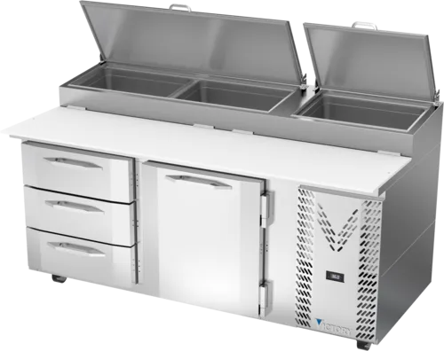Victory Refrigeration VPPD72HC-3 72.13'' 1 Door 3 Drawer Refrigerated Pizza Prep Table