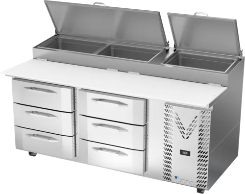Victory Refrigeration VPPD72HC-6 72.13'' 6 Drawer Refrigerated Pizza Prep Table