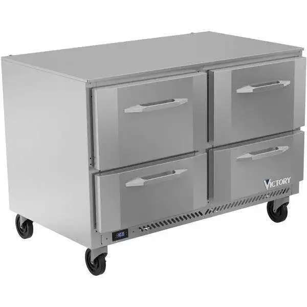 Victory Refrigeration VUFD48HC-4 48.00'' 2 Section Undercounter Freezer with Solid 4 Drawers and Front Breathing Compressor