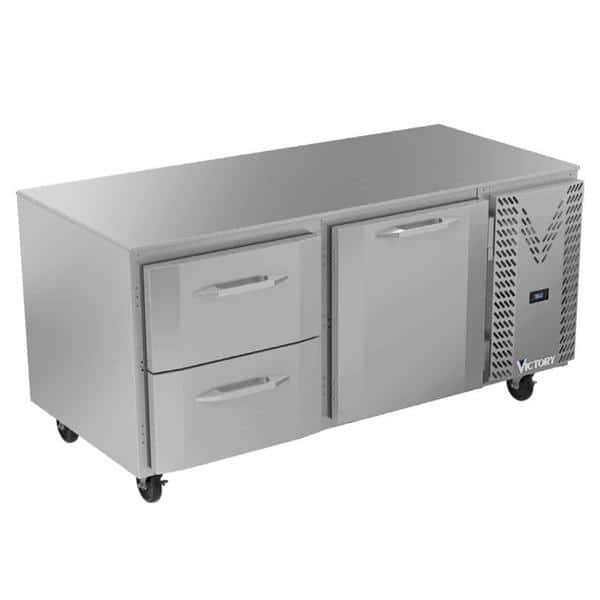 Victory Refrigeration VURD67HC-2 67'' 2 Section Undercounter Refrigerator with 1 Right Hinged Solid Door 2 Drawers and Side / Rear Breathing Compressor Victory Refrigeration VURD67HC-2 67'' 2 Section Undercounter Refrigerator with 1 Right Hinged Solid Door 2 Drawers and Side / Rear Breathing Compressor